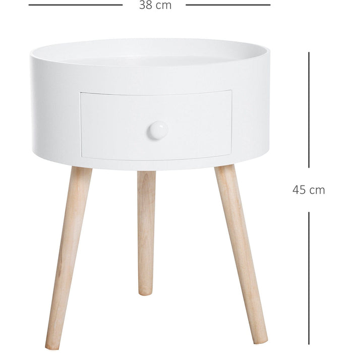 Modern Round Wooden Coffee Table Storage - White