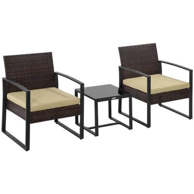Rattan Bistro Set For 2 Outsunny