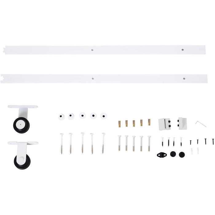 6ft White Sliding Door Track Kit