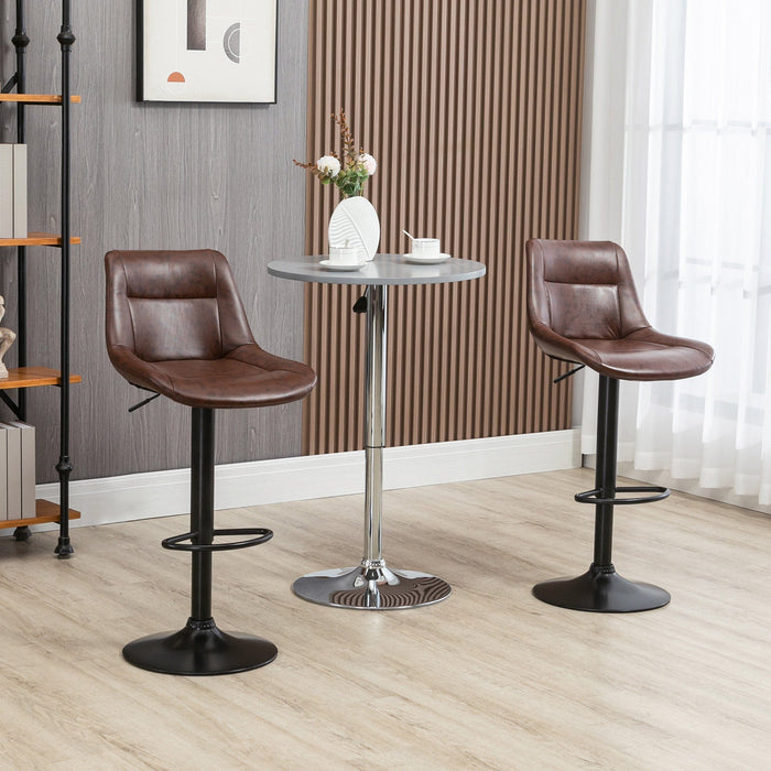 Brown Leather Bar Stools Set of 2