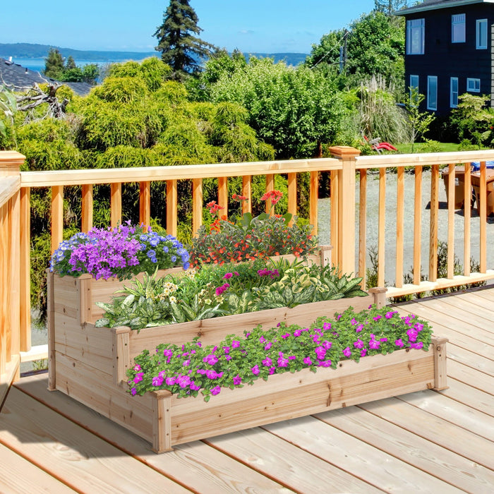 3 Tier Raised Wooden Garden Bed, 124x124 cm