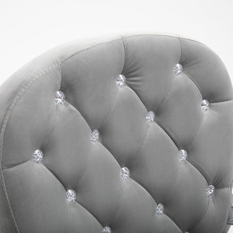 Grey Diamond Tufted Velour Swivel Office Chair