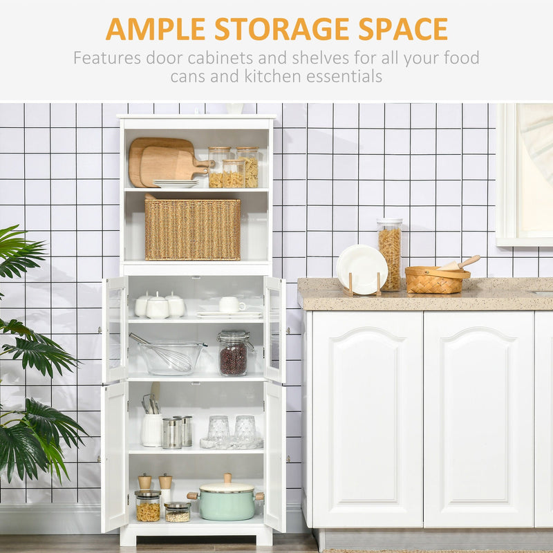 4-Door Cabinet, Glass Doors, White