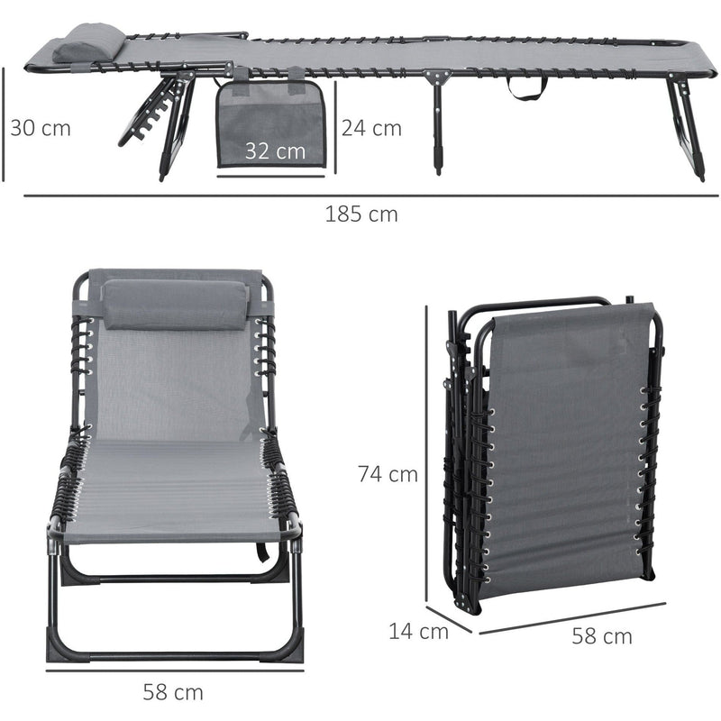 Portable Sun Lounger For Beach, Garden, Pool Outsunny