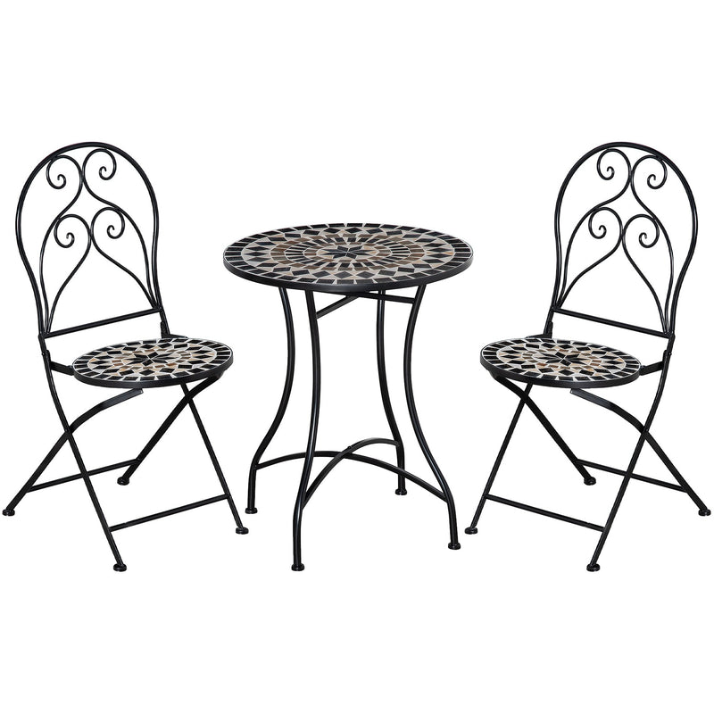 Mosaic Outdoor Bistro Set, Metal Frame