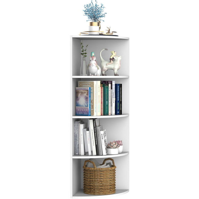 Wood Corner Shelf, 4-Tier Freestanding Bookshelf