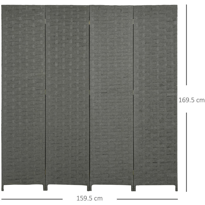 Grey Wave 4-Panel Room Divider, 170cm