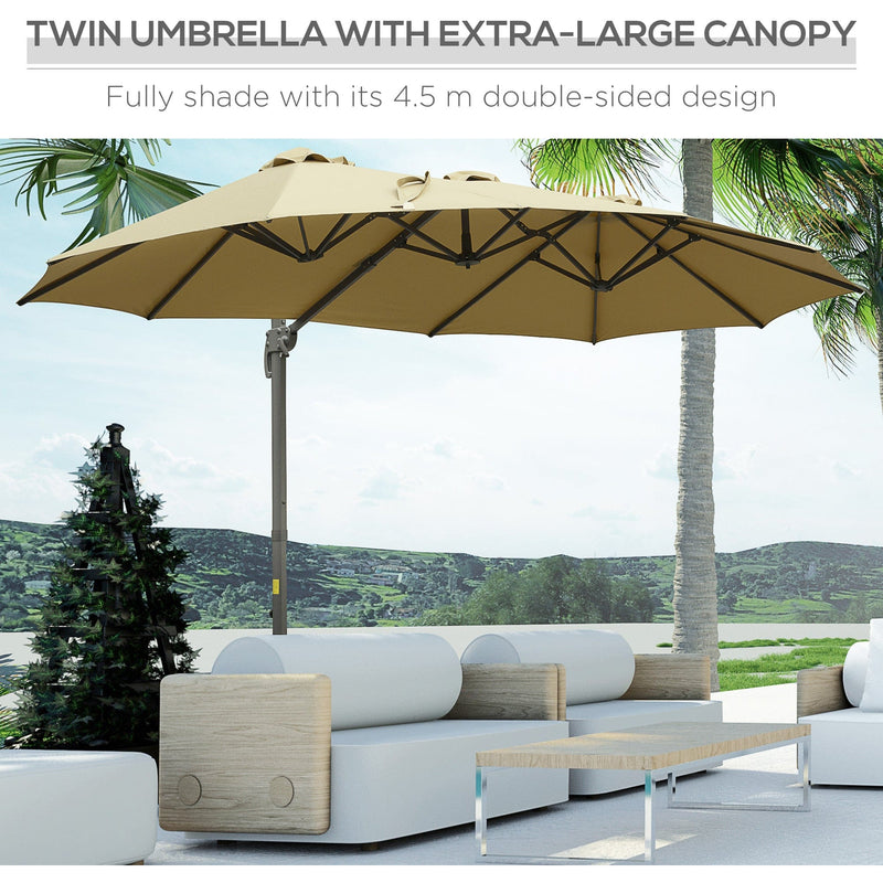 4.5m Roma Double Sided Cantilever Parasol With Cross Base