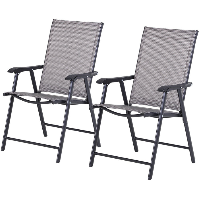 Set of 2 Foldable Garden Chairs, Grey