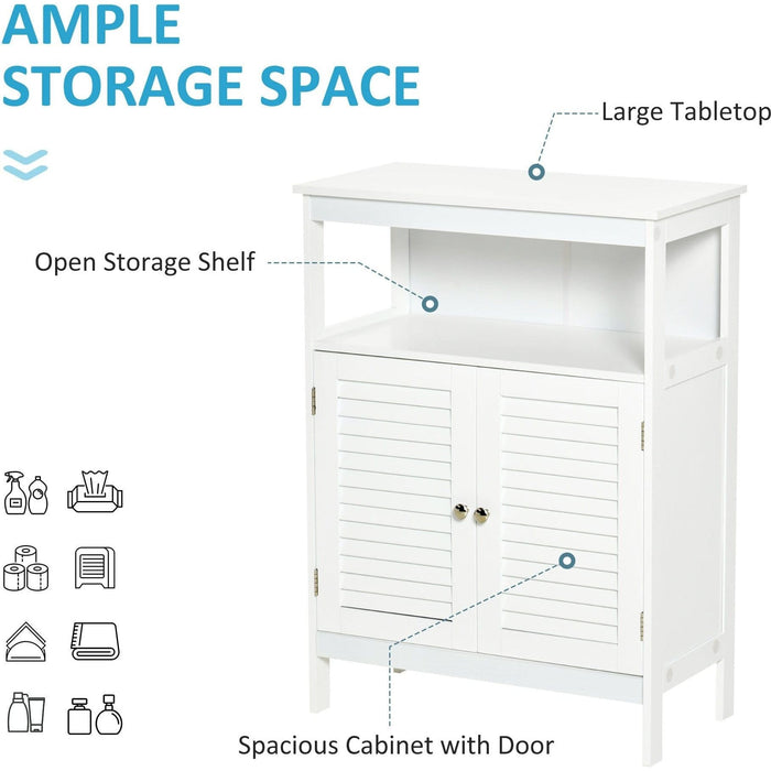 White Bathroom Storage Cabinet - 60W x 30D x 81.6Hcm