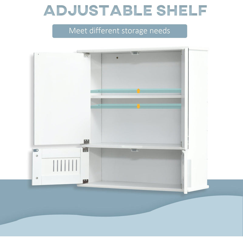 Wall Mounted Bathroom Mirror Cabinet, Double Doors 55 x 17cm