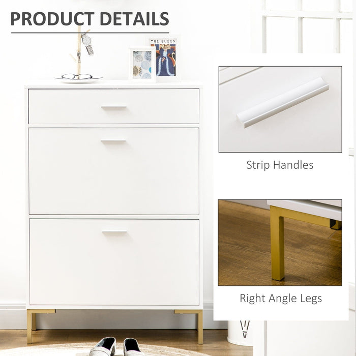 HOMCOM White Shoe Cabinet For Hallway