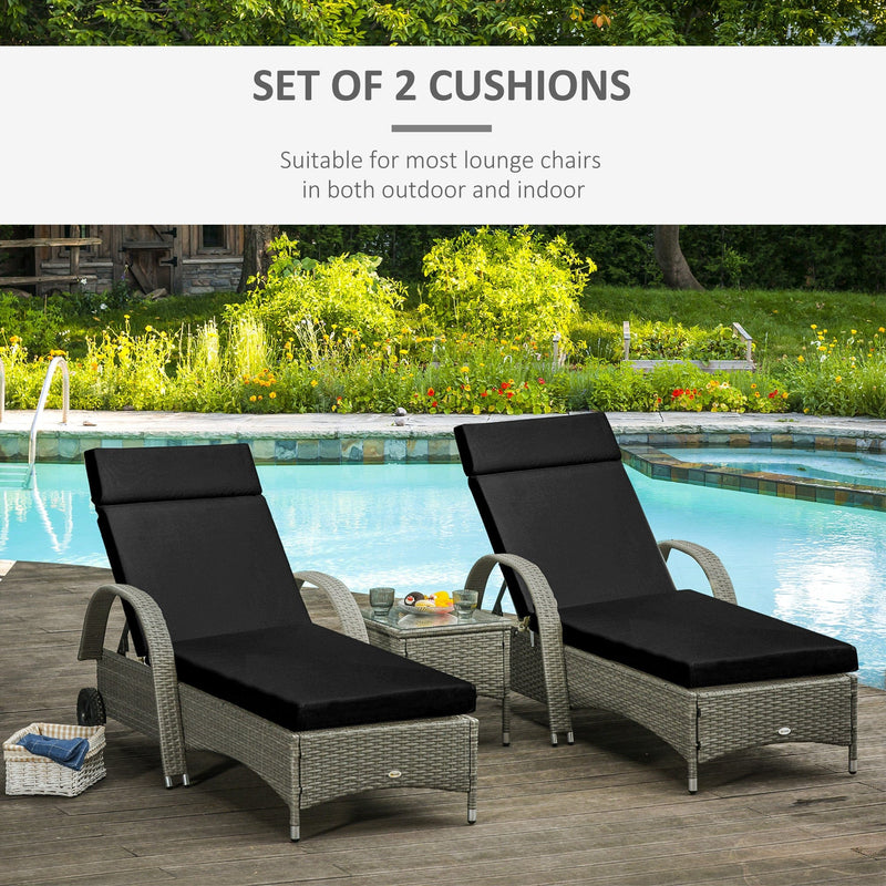 Sun Lounger Cushions with Ties 196x55cm Black