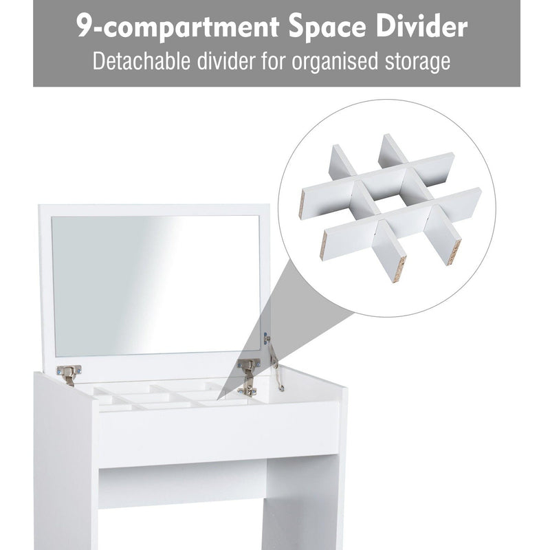 Dressing Table With Flip up Mirror and Stool