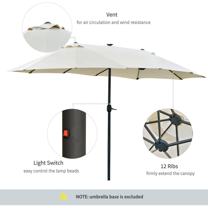 4.4m Double Sided LED Garden Parasol - Patio Sun Shade