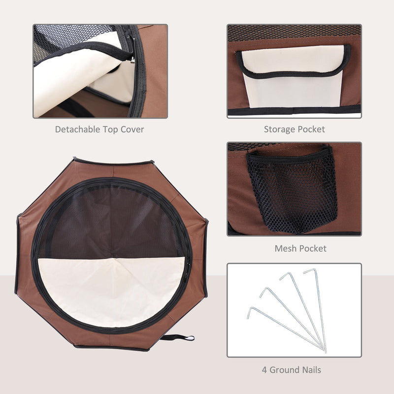 Fabric Pet Play Pen, 8-Panel Mesh, D90xH41cm, Outdoor Use