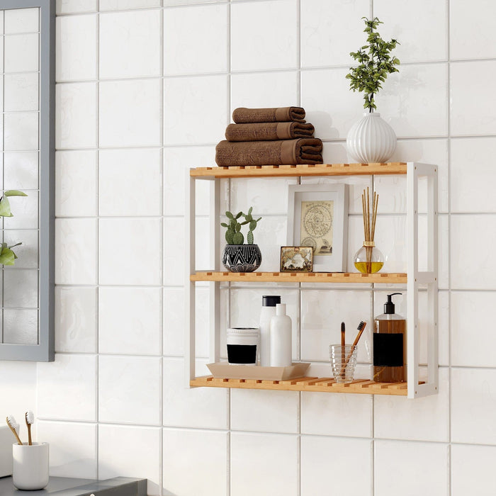 3 Tier Bamboo Bathroom Shelves, White
