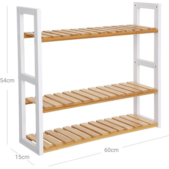 3 Tier Bamboo Bathroom Shelves, White