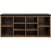 Industrial Entryway Shoe Storage Bench With Comfy Cushion by Vasagle - Features 10 Open slots for storing shoes and bags keeping your hallway tidy and clutter free