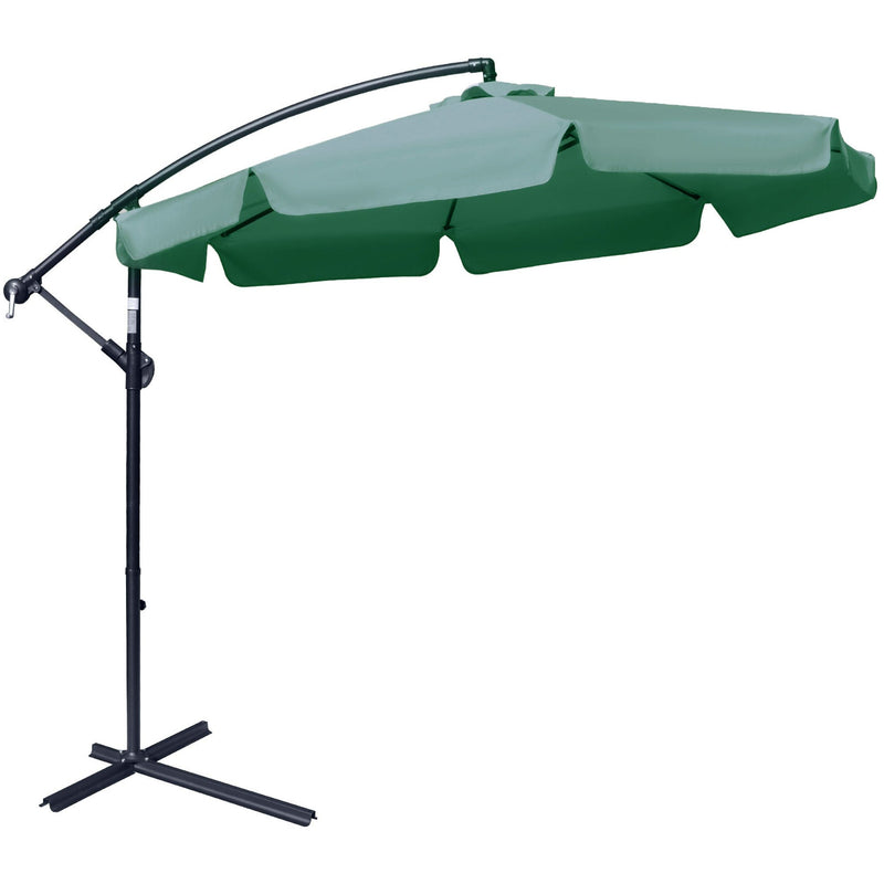 2.7m Cantilever Parasol With Cross Base - Crank Handle