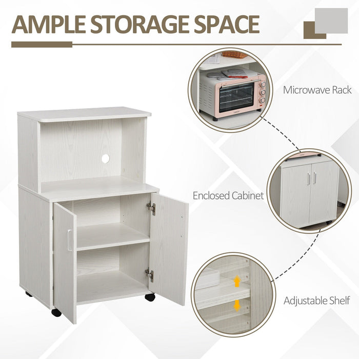 Microwave Cabinet on Wheels, Bookcase, L97H x 60.4W x 40Dcm