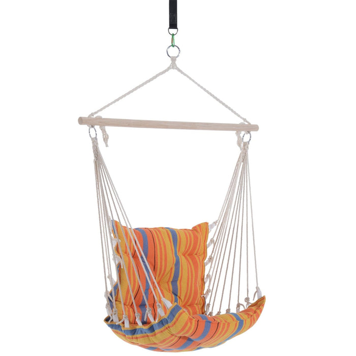 Outdoor Cushioned Hammock Chair, Wooden, Cotton Cloth