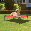 Elevated Camping Pet Bed, Metal Frame, Black/Red Pawhut