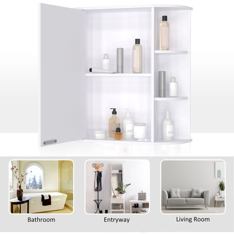 White Bathroom Wall Cabinet, 66W x 17D x 63H cm