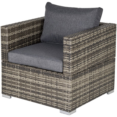 Single Rattan Sofa Chair with Padded Cushion for Outdoor Outsunny