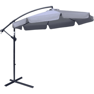 2.7m Cantilever Parasol With Cross Base - Crank Handle Outsunny