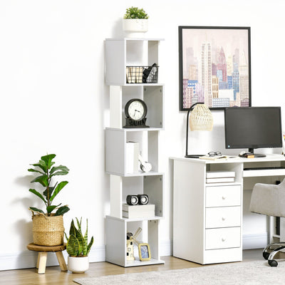 5 Shelf Bookshelf, 33W x 28D x 161H cm, Light Grey/White Homcom