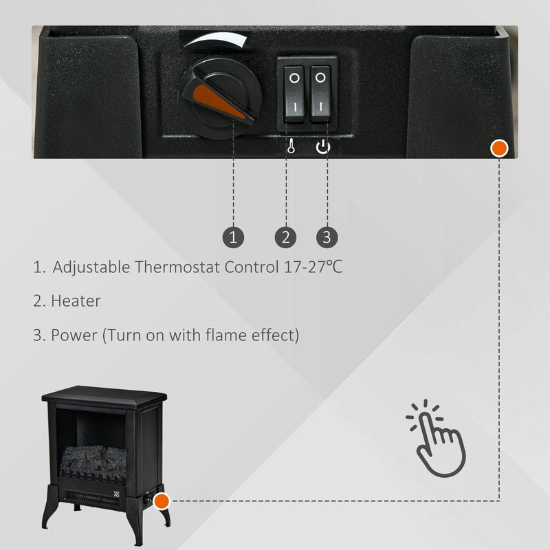 Electric Fireplace Stove, Flame Effect, Overheat Protection