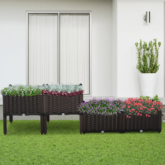 4 Rattan Planters Outdoor