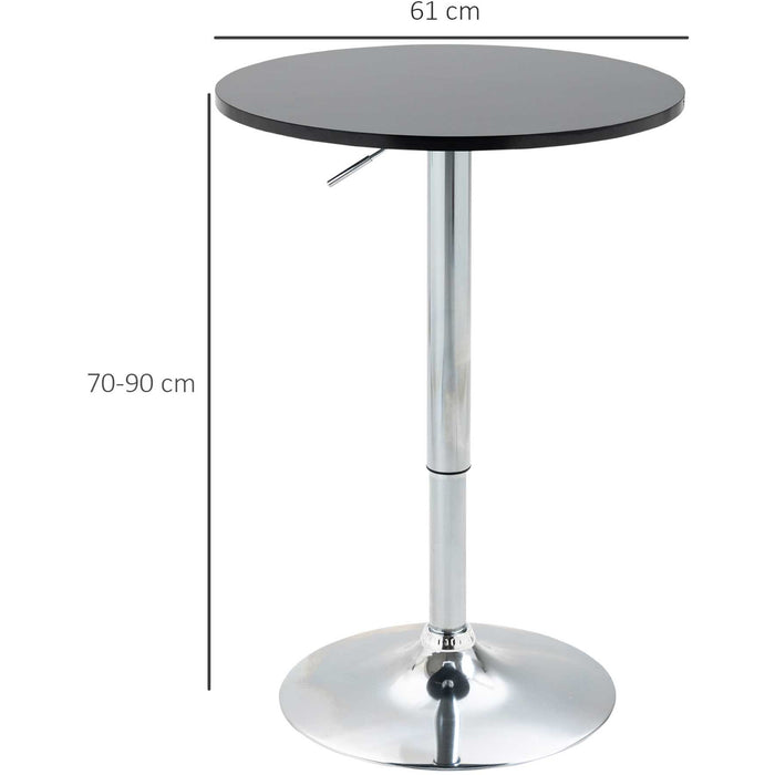 Black Adjustable Round Bar Table