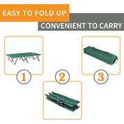 Outsunny Double Camping Cot Foldable Sunbed Outdoor Patio Sleeping Bed Super Light w/ Carr Bag (Green) Outsunny