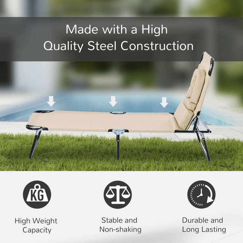 Folding Sun Lounger With Face Hole Outsunny