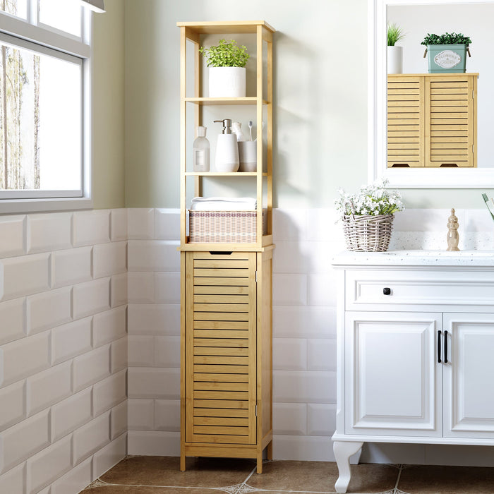 Tall Bathroom Storage Cabinet, 3 Shelves, Cupboard, Slim