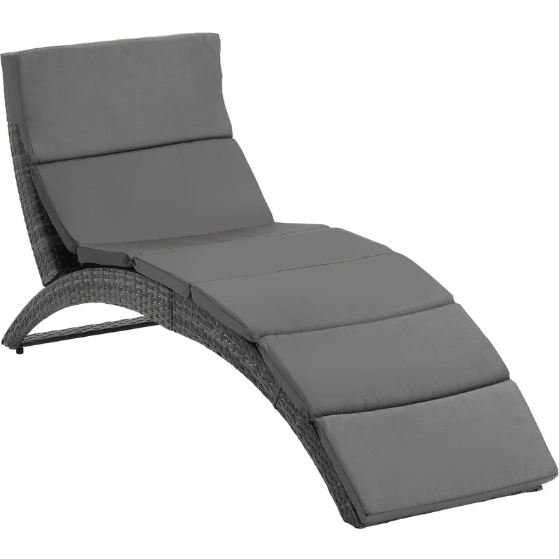 Curved Rattan Sun Lounger Outsunny