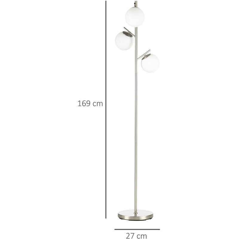 Silver 3-Light Tree Floor Lamp: Globe Shades
