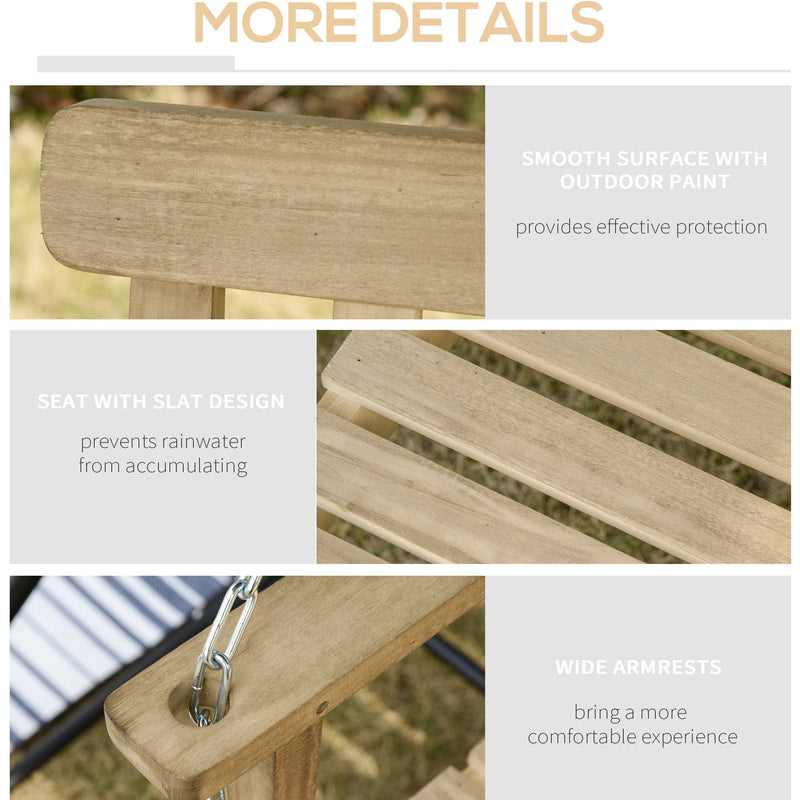 2 Seater Wooden Porch Swing Bench (Swing Bench Only)