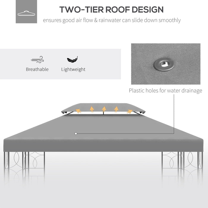 Waterproof Gazebo Canopy Replacement 3x4m (Top Only)