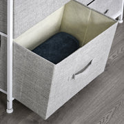 HOMCOM 5 Drawer Linen Basket Storage Unit Home Organisation w/ Shelf Handles Metal Frame Adjustable Feet Hallway Home Dresser Grey Homcom