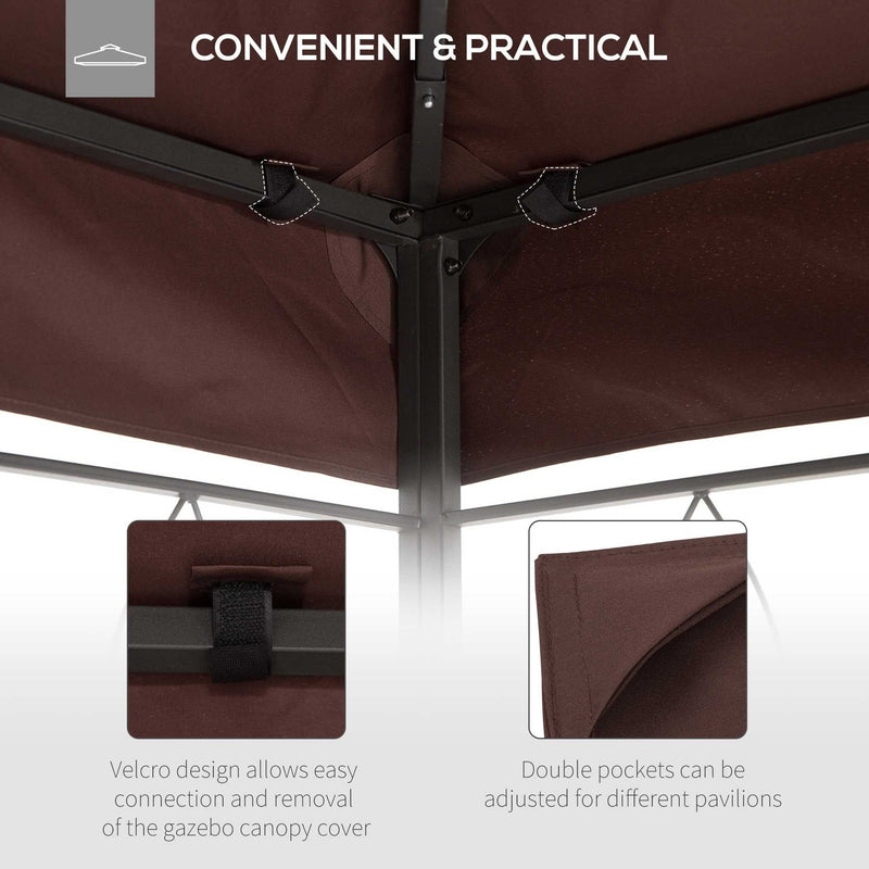 Waterproof Gazebo Canopy Replacement 3x4m, Coffee (Top Only)