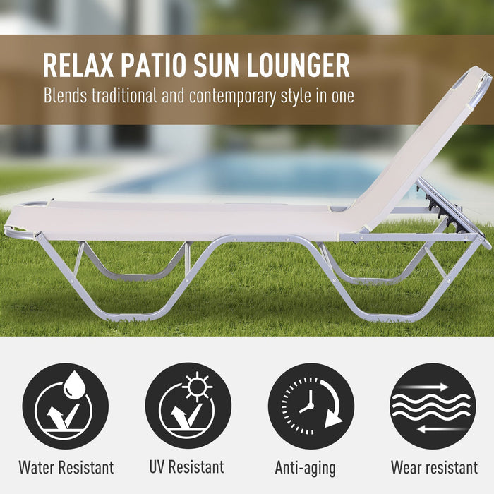 Sun Lounger Relaxer, 5-Position Backrest, Lightweight