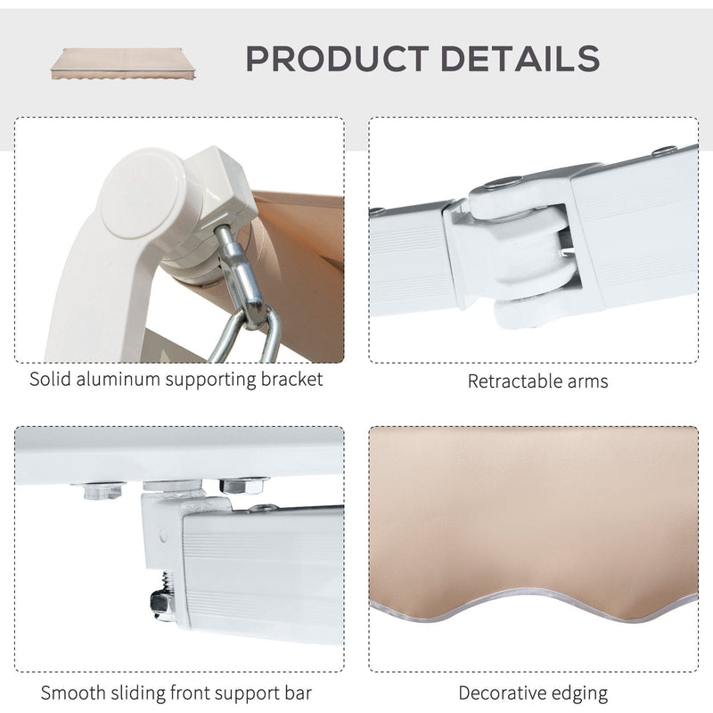 Awning Canopy Retractable, Manual Operation, 4x2.5m