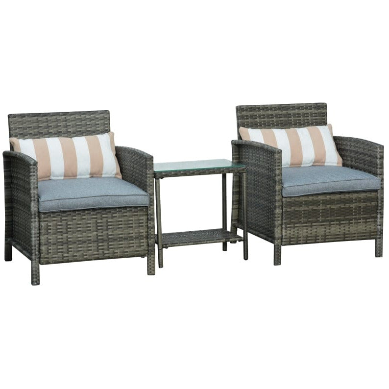 Rattan Garden Bistro Set With Comfy Armchairs