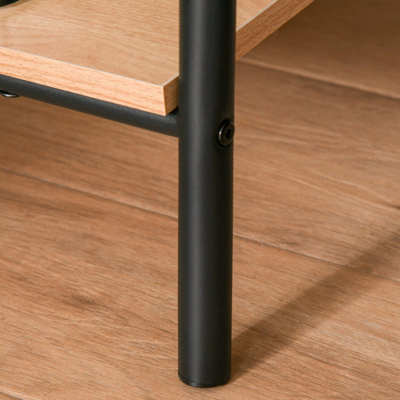 Black Metal Clothes Rail 2-Tier Storage Shelves