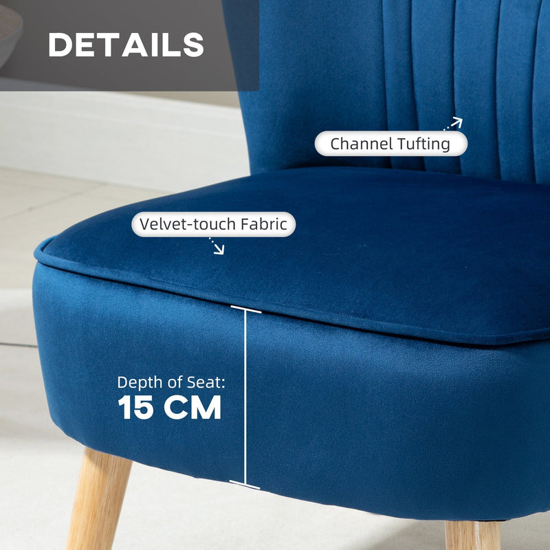 Contemorary Blue Velvet Accent Chair With Footstool