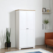 HOMCOM 172cm Wooden Storage Cabinet Cupboard With 2 Doors 4 Shelves White Pantry Closet Homcom