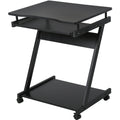 Computer Desk on Wheels with Keyboard Tray, Black Homcom